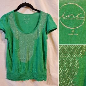 International concepts INC - short sleeve green and bling top